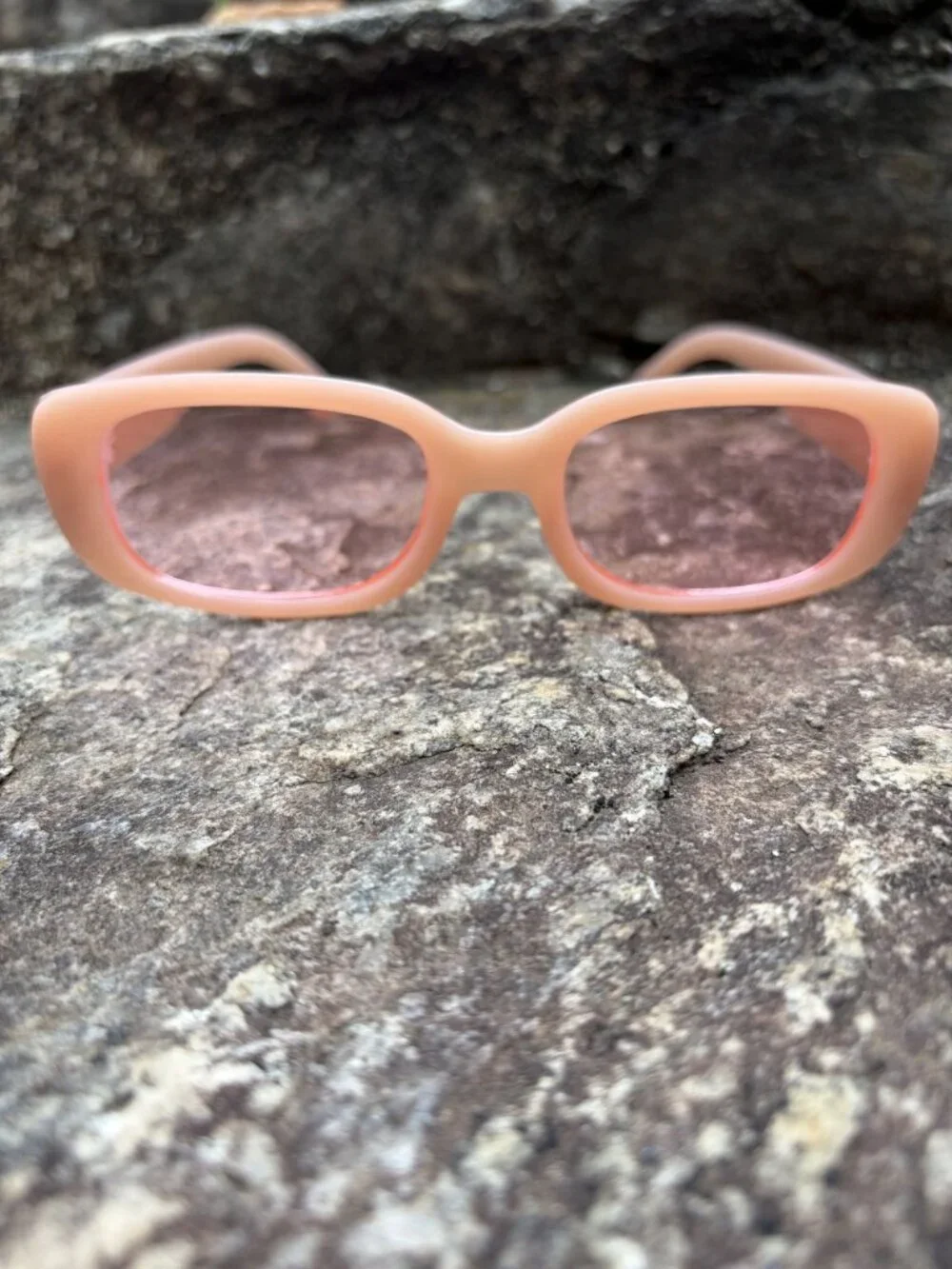 Y2K Chunky Sunglasses Peach Pink Frame Tinted Lens Retro Shades Festival Beach